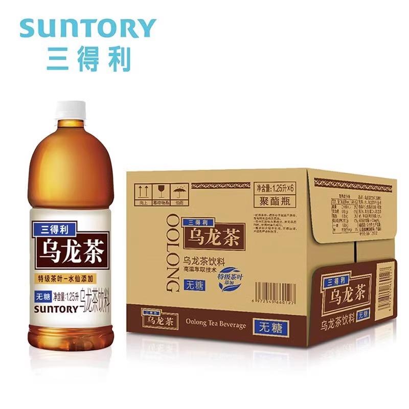 Trà ô long không đường Suntory 1.25L*6 chai nguyên hộp 0 đường 0 béo chai trà ô long hoa nhài lớn