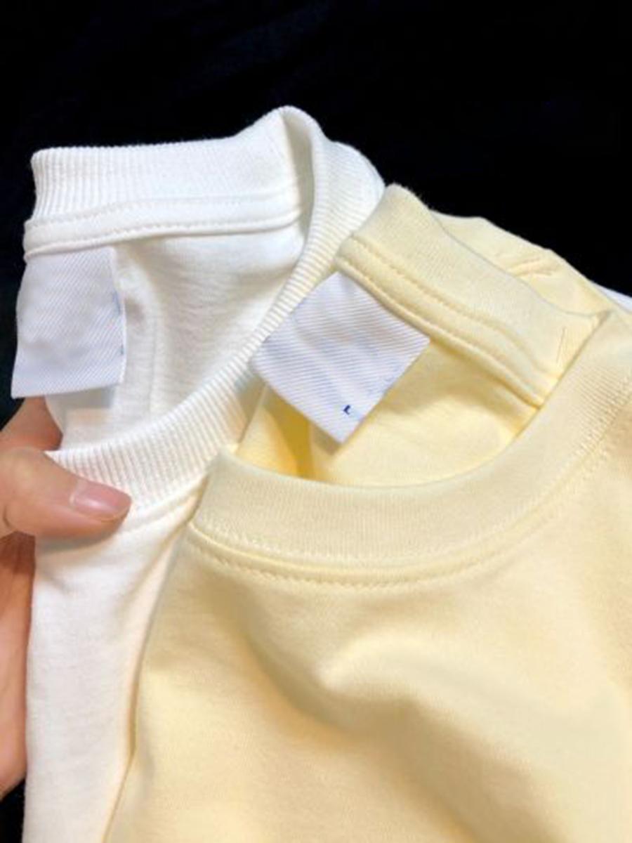 Áo trong nữ ngắn tay bằng vải cotton nguyên chất mùa xuân 2024 mới của phụ nữ áo thun dáng rộng giản dị mùa hè Áo thun nửa tay màu trắng