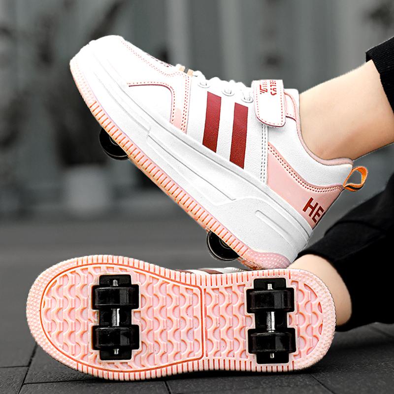 Giày Heelys cho bé gái 2024 xuân thu mới thể thao trẻ em bốn bánh trượt patin giày trượt patin