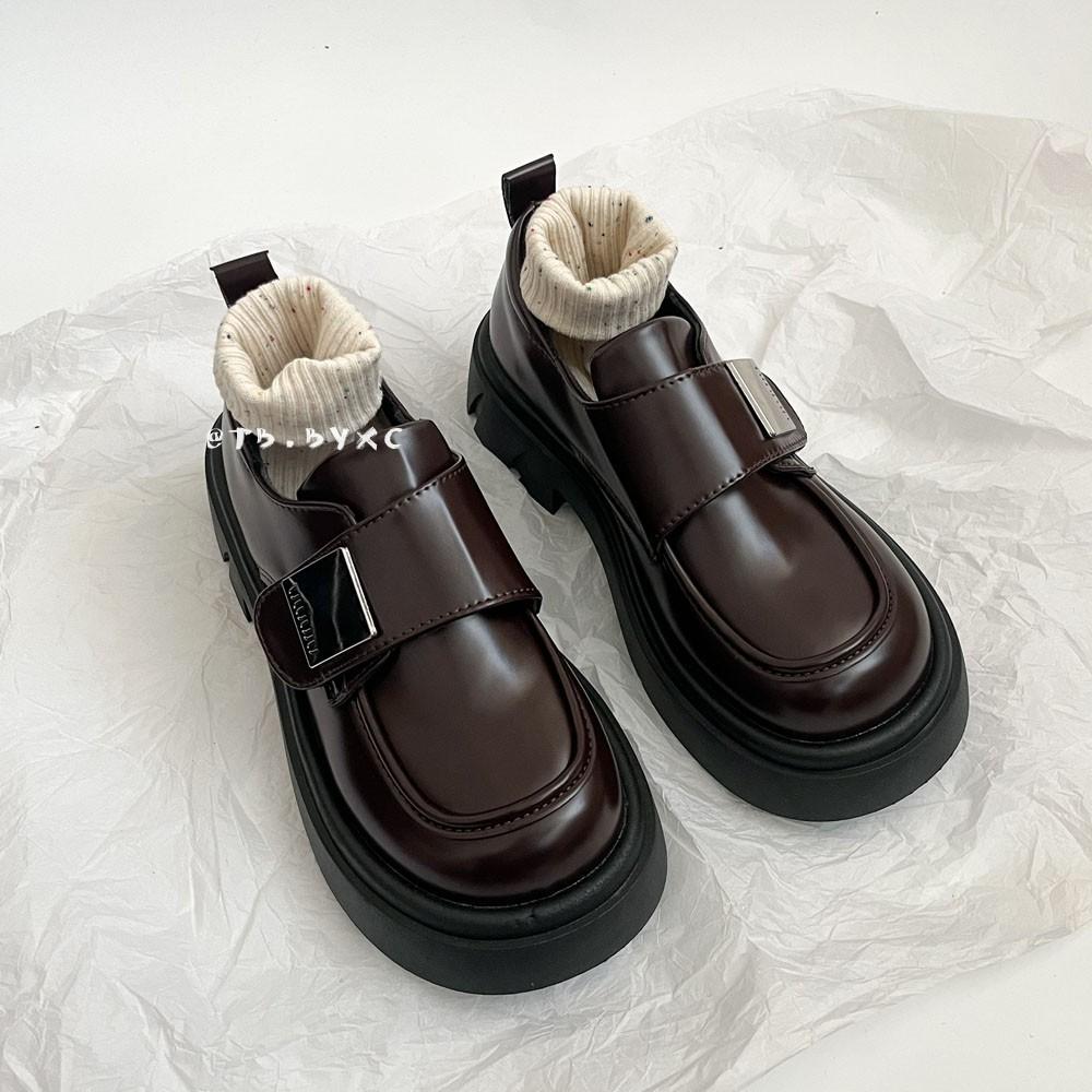 Giày Loafer Nữ 2024 Mới Xuân Thu Màu Đen Cổ Điển Dành Cho Nữ Phong Cách Anh Quốc Đế Tăng Giày Da Nhỏ Mary Jane