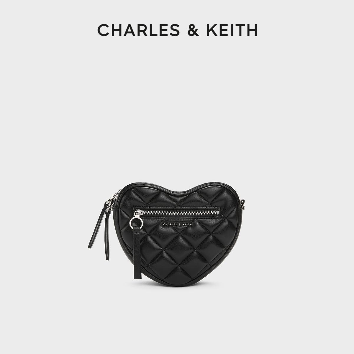 CHARLES&KEITH24 phong cách mới mùa xuân CK2-80151353 túi đeo chéo hình thoi dây chuyền tình yêu một vai