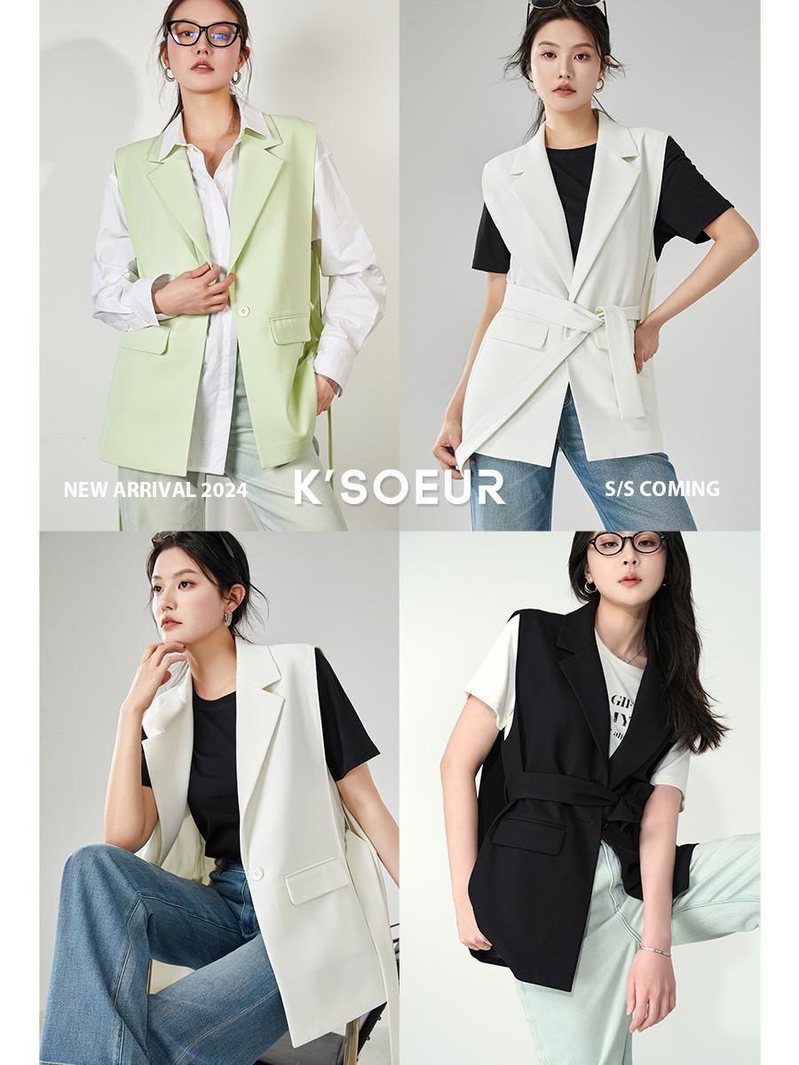 Sister K KSOEUR [Bộ đồ vest 3D] Bộ đồ có cổ tính khí Áo khoác vest thông thường