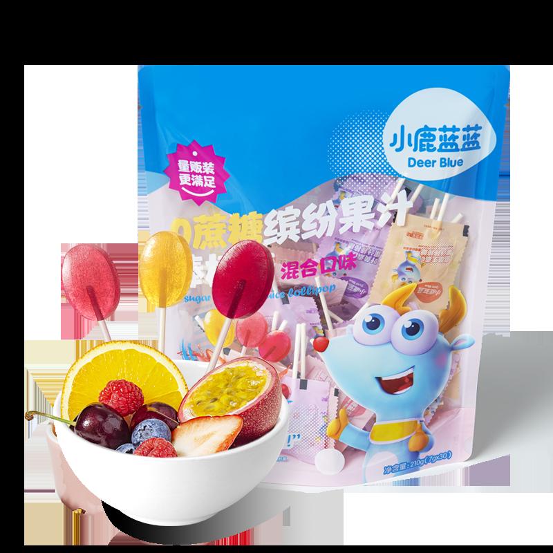 [Little Deer Lanlan_Nước ép đầy màu sắc Lollipop] 0 kẹo mút nước ép hỗn hợp sucrose đồ ăn nhẹ cho trẻ em