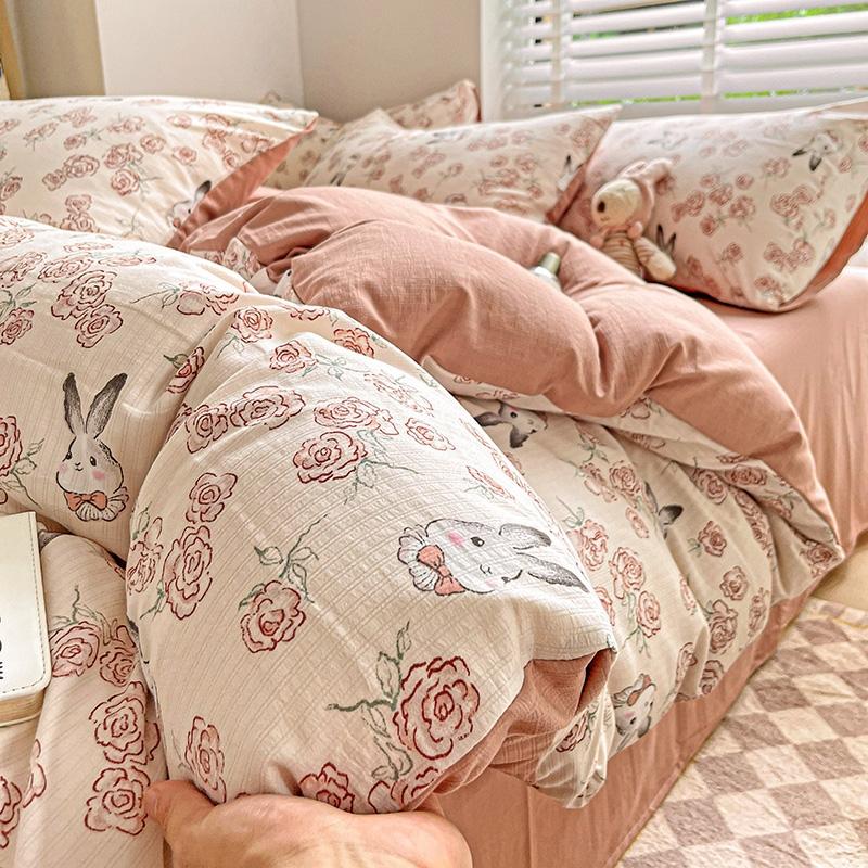 Loại A 4 bộ đồ giường siêu mềm chăn bông jacquard bốn mảnh ký túc xá sinh viên Bộ giường ba mảnh sợi bông hai lớp Xiaozhu