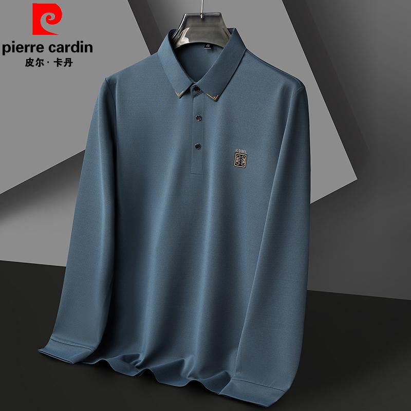 Pierre Cardin 2024 đầu xuân mới Áo thun nam dài tay xuân thu ve áo Áo sơ mi Polo nam trung niên bố áo thun