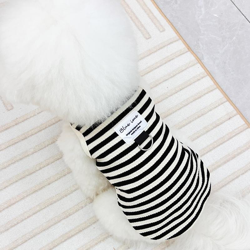 Mùa xuân và mùa thu mới thú cưng chó kéo quần áo Teddy Bichon chó nhỏ và vừa thoải mái cotton sọc vest