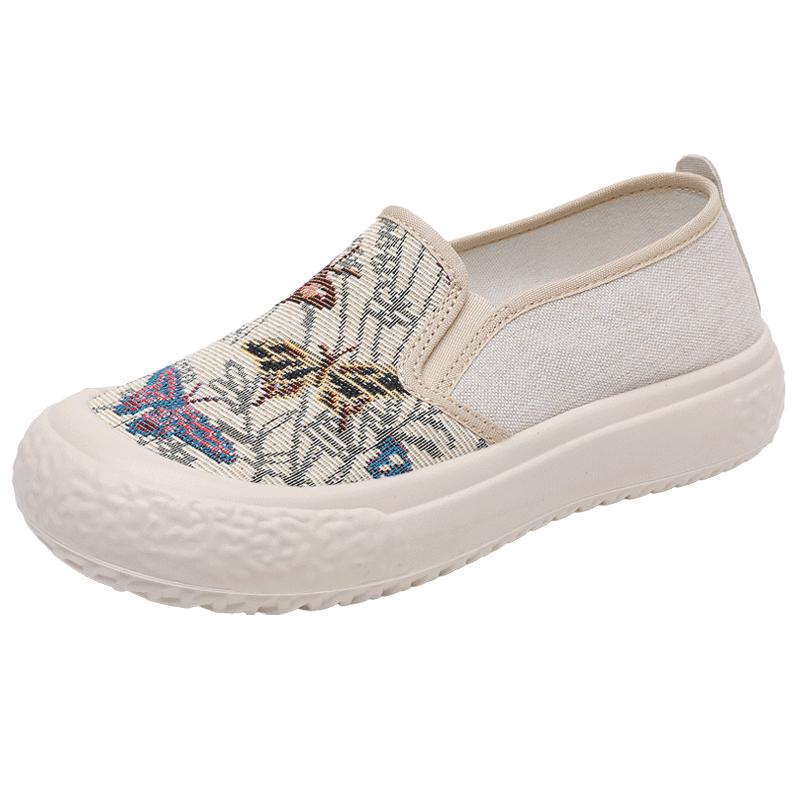 Giày Vải Nữ Old Bắc Kinh 2024 Xuân Hè Phong Cách Mới Slip-on Đế Mềm Cho Phụ Nữ Mang Thai Giày Đơn Giản Dị giày vải Lok Fu