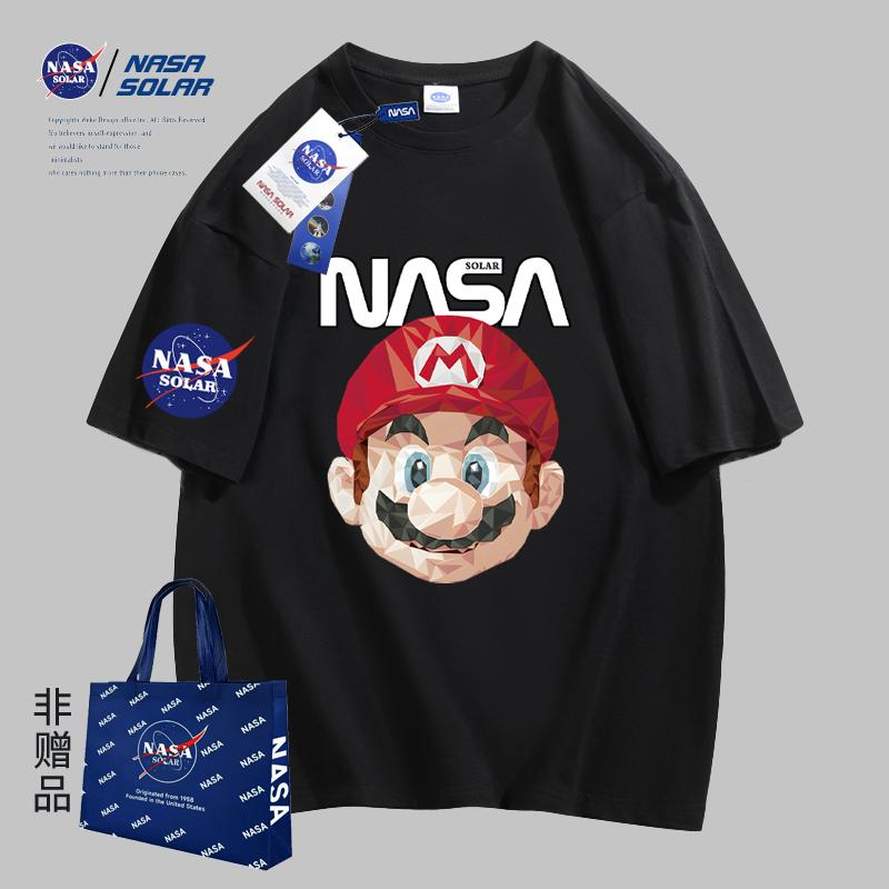 NASA SOLAR doanh 2024 phim hoạt hình mùa hè mới nam nữ cùng thương hiệu thời trang áo thun cotton nguyên chất tay ngắn