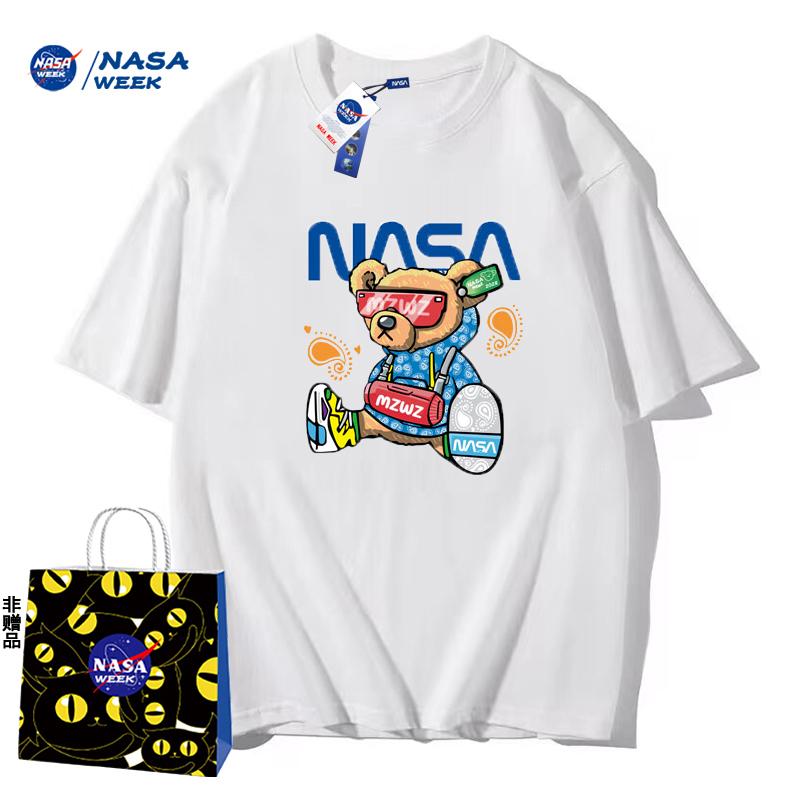 Trang web chính thức của NASA GAME sản phẩm mới đồng thương hiệu 2024 Áo phông ngắn tay cotton nguyên chất dành cho nam và nữ Áo phông hàng hiệu hợp thời trang Áo thun đôi