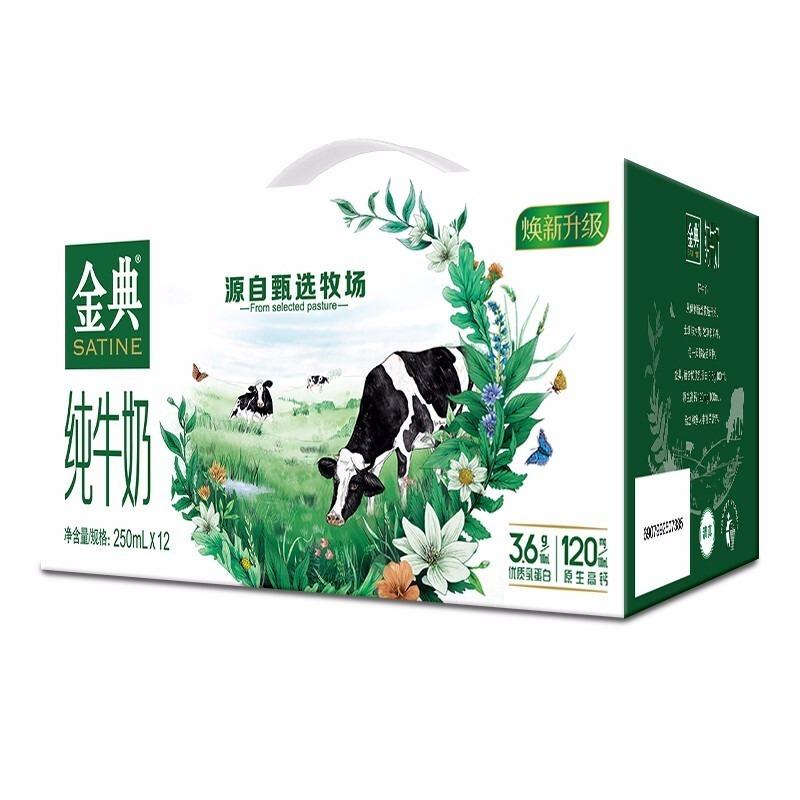 Sữa nguyên chất Yili Jindian 250ml*12 hộp sữa nguyên chất ăn sáng bổ dưỡng dành cho học sinh