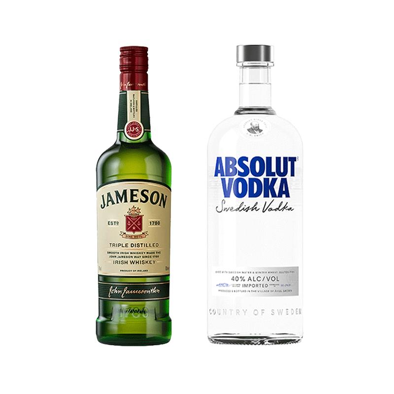 Nhập khẩu] Absolut/Absolut Vodka + Jameson Irish Whiskey 500ml×2 rượu ngoại pha trộn đặc biệt