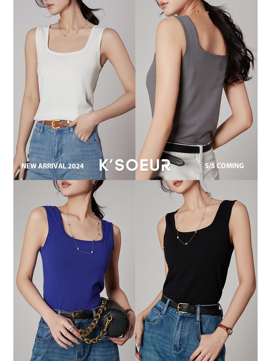 Sister K KSOEUR [Áo Vest Cuộn Khối Đường] Tianzhu xoắn cao 80 Đếm, Giảm Béo, Co Giãn Và Mỏng, Áo Vest Đa Năng dành cho Nữ