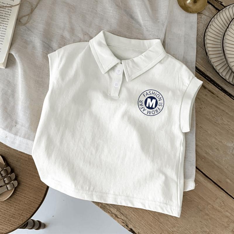 Áo vest cotton nguyên chất mùa hè 2024 phong cách mới dành cho bé trai và bé gái Áo sơ mi Polo không tay Áo thun mỏng bên ngoài mặc quần áo trẻ em