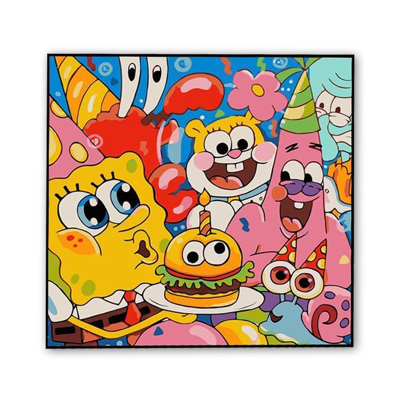 Chúc Mừng Sinh Nhật Spongebob Squarepants Kỹ Thuật Số Tranh Sơn Dầu Tự Làm Tô Màu Điền Hoạt Hình Tranh Sơn Dầu Tùy Chỉnh Tô Màu Tay