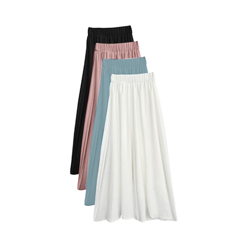 Quần culottes trắng cho nữ mùa hè 2024 phong cách mới nhỏ rộng băng mỏng lụa cao cấp treo lên quần ống rộng