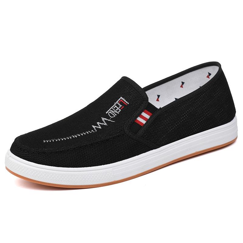 Giày Vải Old Bắc Kinh Mùa Hè Thoáng Khí Nam Gân Đáy Nam Trung Niên Và Người Già Giày Lười Slip-on