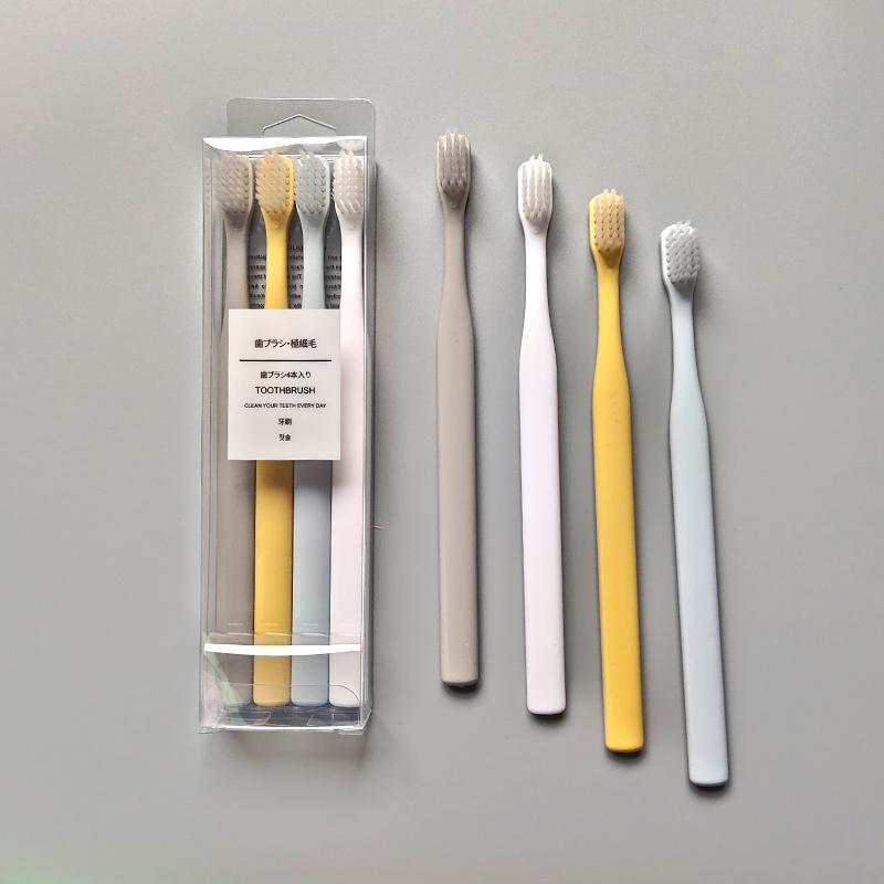 A-28 [Susu Selection] MUJI đầu bàn chải sợi nhỏ có sợi mịn chất lượng tương tự Bàn chải đánh răng lông mềm 4 miếng cực kỳ dễ mang theo